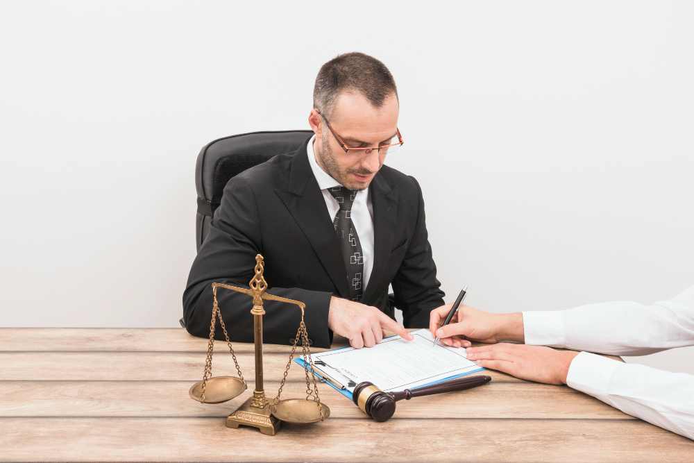 lawyer with client